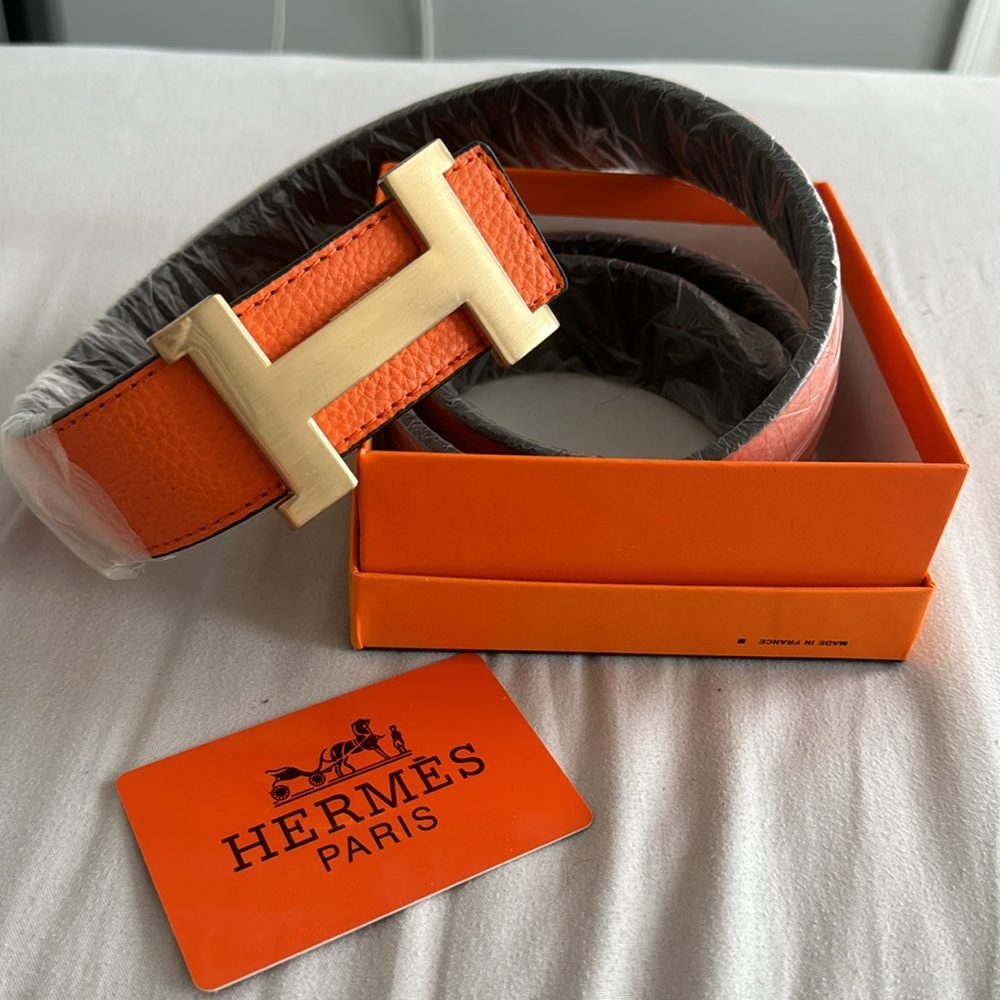 HM belt buckle & Reversible leather strap 120 cm